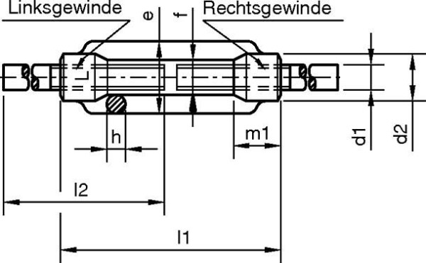 Écrous de ridoir Dresselhaus avec 2 extrémités à souder, DIN 1480, dimensions: M12, VE: 10 pièces, 0164800001200000000099