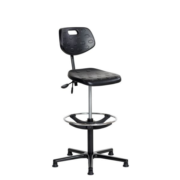 Chaise de travail SOFAME ERGODYN avec patins et repose-pieds, hauteur d'assise 56-82, avec réglage de la profondeur d'assise, piètement aluminium, W050050031