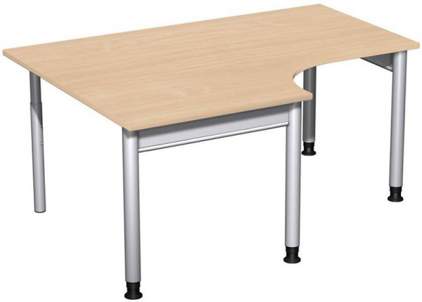 Bureau PC geramöbel gauche, réglable en hauteur, 1600x1200x680-820, hêtre/argent, N-657320-BS