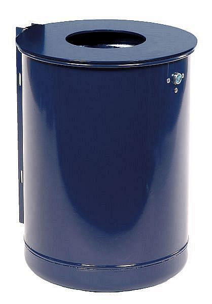 Conteneur à déchets rond Renner d'environ 50 L, non perforé, avec couvercle robuste, galvanisé à chaud et revêtement par poudre, bleu cobalt, 7039-20PB 5013