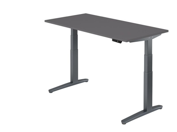 Bureau assis-debout électrique Hammerbacher 160x80cm graphite/graphite, forme rectangulaire, VXBHM16/G/GG
