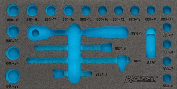 Insert en mousse souple à 2 composants Hazet, pour 880-2, dimensions / longueur : 342 mm x 172 mm Taille du système d'organisation : 1/3 (342 x 172 mm), 163-353L