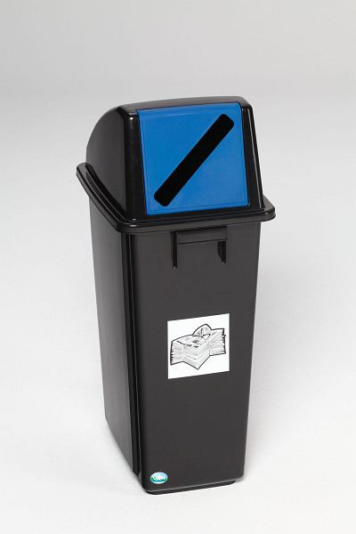 Collecteur de déchets recyclables VAR KS 58 litres, noir / trappe d'insertion bleu, 3547