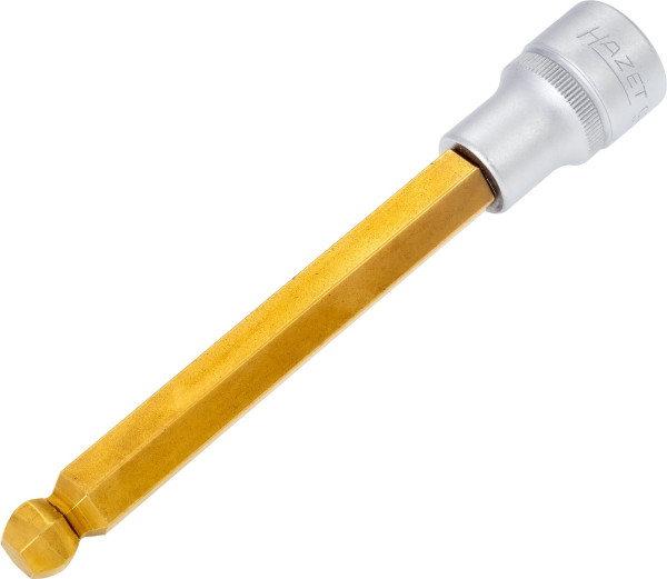 Douille tournevis Hazet, carré creux 12,5 mm, profil à six pans creux, 12 mm, version longue avec tête sphérique, 986KK-12