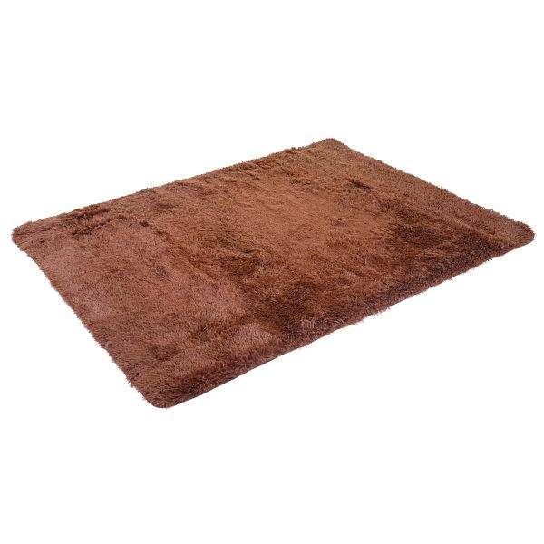 Tapis Mendler HWC-F69, tapis shaggy, poils longs, poils longs, tissu/textile moelleux doux 200x140cm, marron foncé, 70275