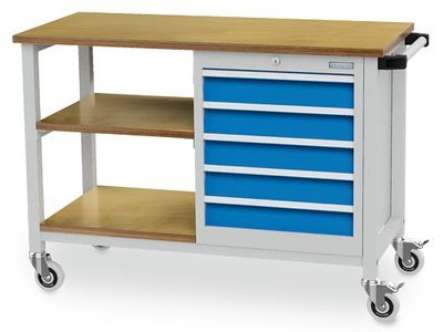 Bedrunka+Hirth Établi mobile profondeur 540 mm, R 18-16, 5x tiroir, dimensions en mm (LxPxH) : 1200 x 540 x 880, 04.512.05A