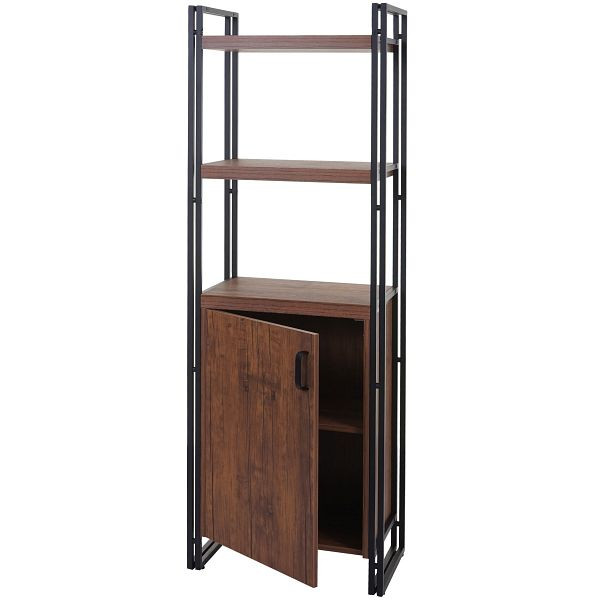 Mendler HWC-A27 bibliothèque, étagère, étagère de salon, compartiment de rangement avec porte 165x55cm structure 3D aspect chêne sauvage, 60163+60164
