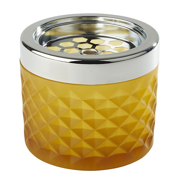 Cendrier à vent APS, Ø 9,5 cm, hauteur : 8 cm, verre, jaune mat, dépoli, métal chromé, avec fermeture à baïonnette, 00583