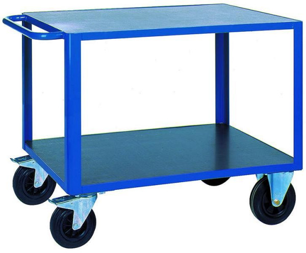 Chariot de table KLW avec 2 surfaces de chargement en contreplaqué traité à la résine phénolique, dimensions : 1320 x 810 x 840 mm L x l x H, 8604-6013P-2C12
