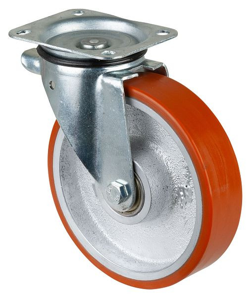 Rouleau de transport BS rollers, largeur de roue 50 mm, Ø roue 200 mm, capacité de charge 450 kg, polyuréthane coulé 95 Shore A, corps de roue en fonte, roulement à billes, L400.C10.202