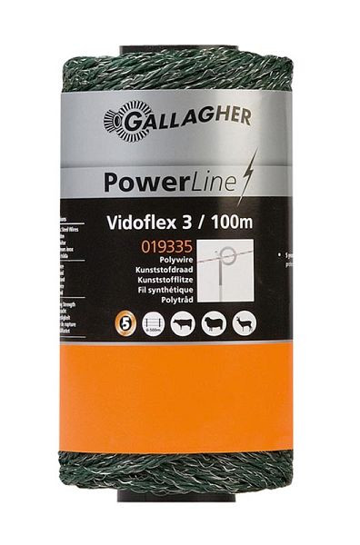 Gallagher Vidoflex 3 PowerLine 100 m de toron en plastique vert, 019335