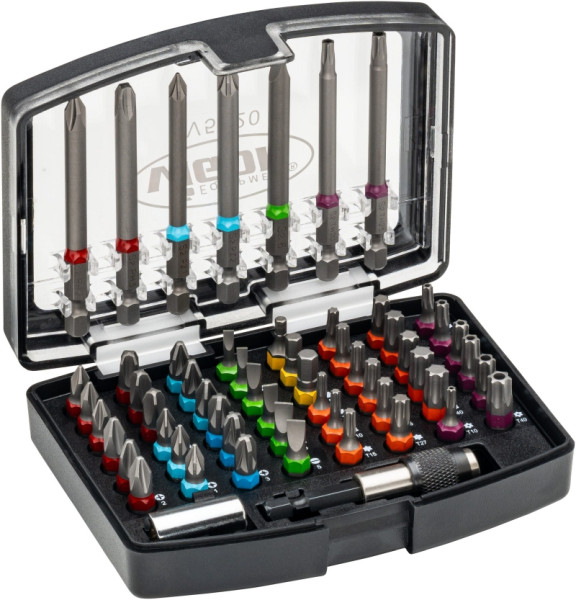 VIGOR Bit Box, hexagone plein 6,3 (1/4 pouce), profil TORX inviolable, nombre d'outils : 57, V5020