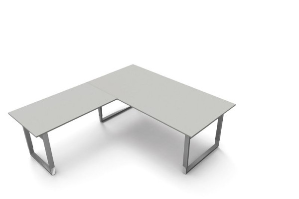 Kerkmann bureau extra large / table de réunion L 2000 x P 1000 x H 680-820 mm, forme 5, couleur : gris clair, 11406911