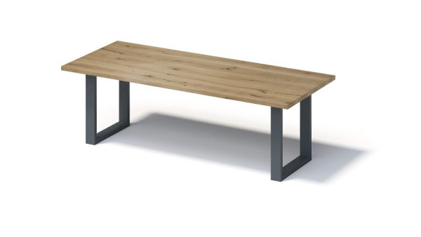 Bisley Fortis Table Regular, 2600 x 1000 mm, bord droit, surface huilée, cadre en O, surface: naturel / couleur du cadre: gris anthracite, F2610OP334