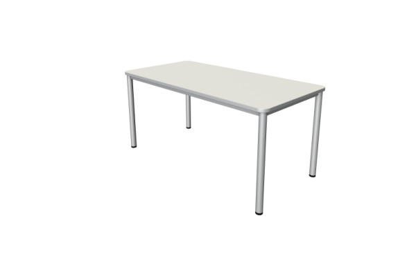 Kerkmann Desk Prime - L 1600 x P 800 x H 750 mm, cadre 4 pieds en aluminium argent, blanc, 11040610