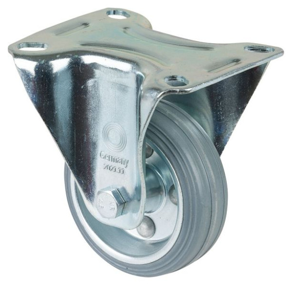 Rouleau de transport BS rollers, rouleau fixe, largeur de roue 26 mm, roue Ø 80 mm, capacité de charge 50 kg, jante en acier, roulement à rouleaux, plaque, lot de 4, L410.B56.080
