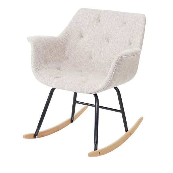 Chaise à bascule Mendler Malmö T820, chaise de relaxation à balançoire, textile, crème / gris, 53318