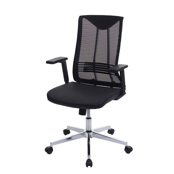 Chaise de bureau Mendler HWC-J53, chaise pivotante, chaise de bureau, cuir synthétique ergonomique, noir, 81083