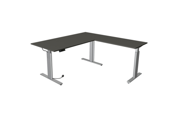 Kerkmann Move 3 table assis/debout argent L 2000 x P 1000 mm avec élément complémentaire 1000 x 600 mm, anthracite, 10234413