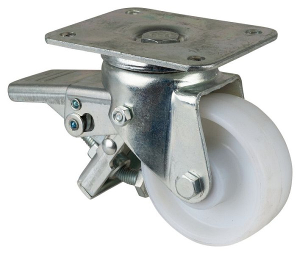 BS Rolls Roulette robuste avec frein, largeur 30 mm, Ø80 mm, jusqu'à 150 kg, bande de roulement/corps de roue plastique, roulement à rouleaux, N120.B10.081