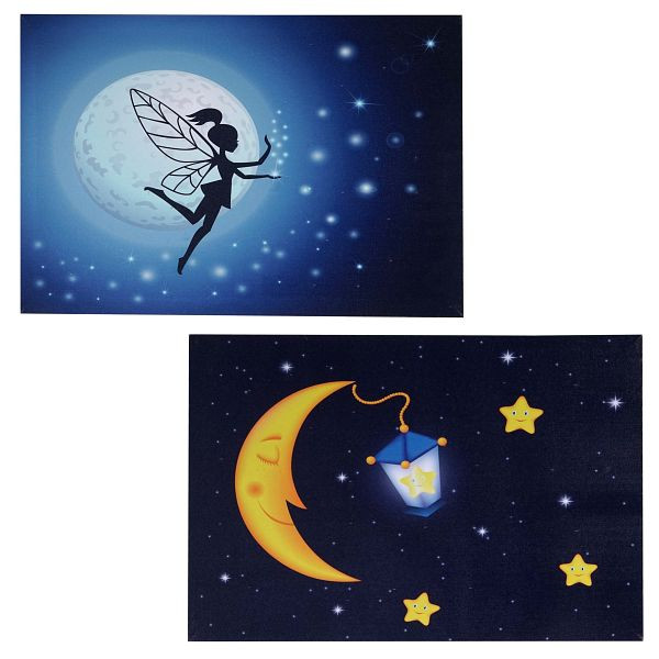 Mendler lot de 2 images LED, image lumineuse, image murale, 40 x 60 cm, minuterie, enfants + 20 pixels, 36631