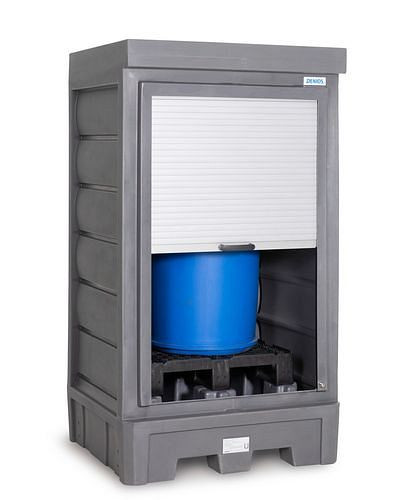 Dépôt de substances dangereuses DENIOS PolySafe D1, avec volet roulant, pour 1 fût de 200 litres, 271-832