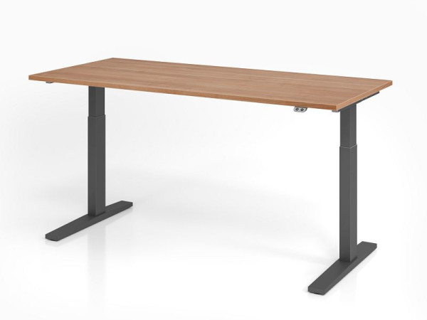 Bureau Hammerbacher XMKA19, 180 x 80 cm, plateau : noyer, épaisseur 25 mm, chant épais en ABS, forme rectangulaire, graphite, VXMKA19/N/G