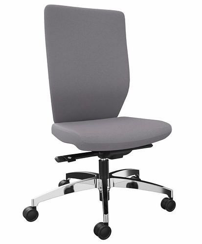 Siège de bureau opérateur DENIOS Stilo ES, technologie Syncro-Quickshift, piètement en aluminium, gris, 292418