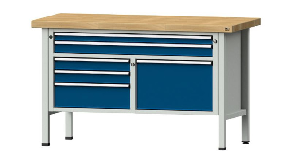 Établis ANKE Établi en caisson, modèle 257 V, 1500 x 700 x 900 mm, RAL 7035/5010, BMP 50 mm, 304.115