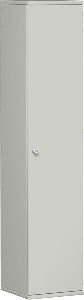 geramöbel armoire à portes battantes 4 étagères décoratives, verrouillable, serrure à gauche, 400x425x1920, gris clair/gris clair, N-10DL504-LL