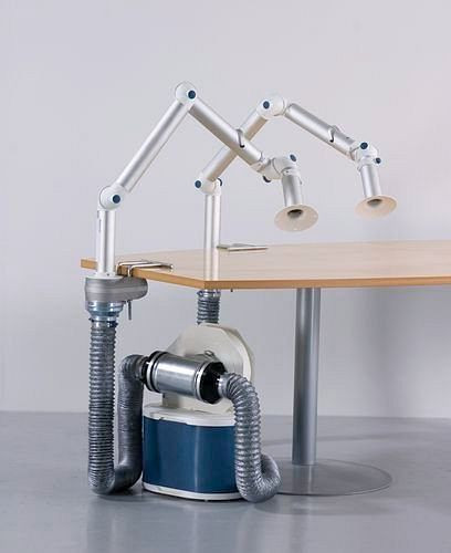 Ventilateur d'extraction DENIOS AV 2500 avec élément filtrant, 2 bras d'extraction, y compris mini hotte, 241-404