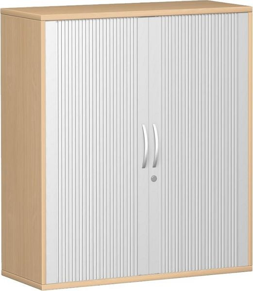 armoire à volets roulants geramöbel 2 étagères décoratives, verrouillable, 1000x425x1152, argent/hêtre, N-10Q310-SB