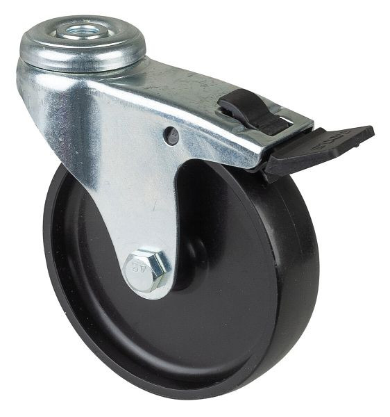 Roulettes BS Roulette pour appareil avec frein, largeur 23 mm, Ø100 mm, jusqu'à 65 kg, bande de roulement en plastique noir, roulement lisse, lot de 4, A321.A90.100