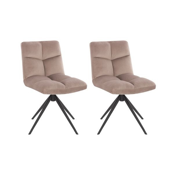 HOME DELUXE Chaise de Salle à Manger Pivotante Lot de 2 NODA – Velours Marron Clair, 49713