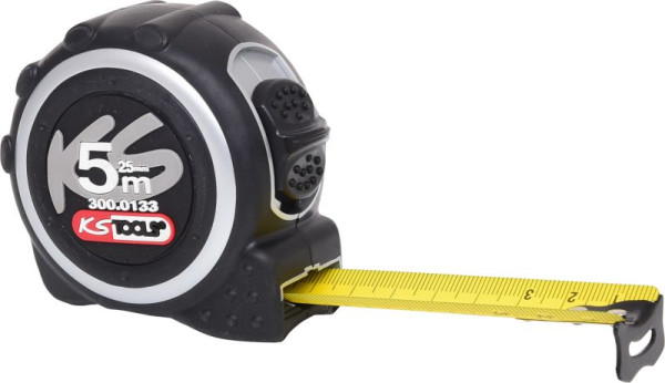 Mètre ruban KS Tools avec serrure, noir-gris, 5m, 25mm, 300.0133