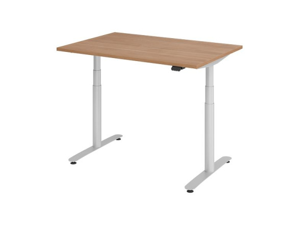 Hammerbacher bureau assis-debout électrique 120x80cm noyer/argent, VXDLR12/N/S