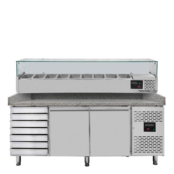 Table réfrigérante à pizza Vaiotec EASYLINE 800 / 2 portes et 7 tiroirs "gris" avec accessoire de refroidissement GN1/3, 11262