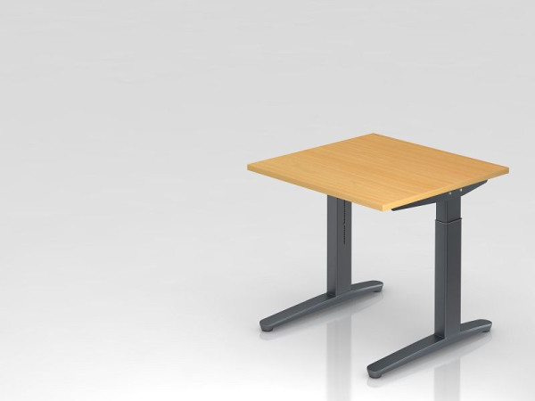 Bureau Hammerbacher pied C 80x80cm hêtre/graphite, forme rectangulaire, VXB08/6/GG