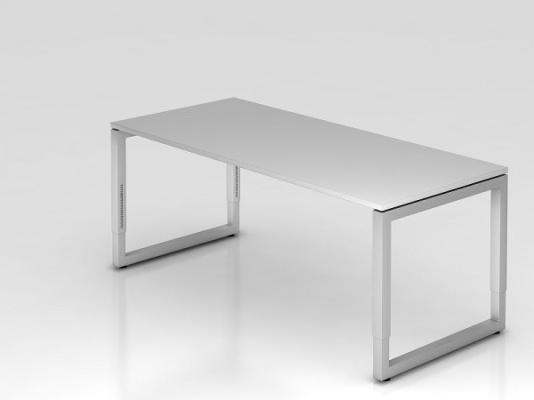 Bureau Hammerbacher O-foot carré 180x80cm gris, forme rectangulaire avec plateau flottant, VRS19/5/S