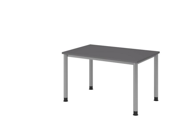 Bureau Hammerbacher 4 pieds rond 120x80cm graphite/argent, forme rectangulaire, VHS12/G/S