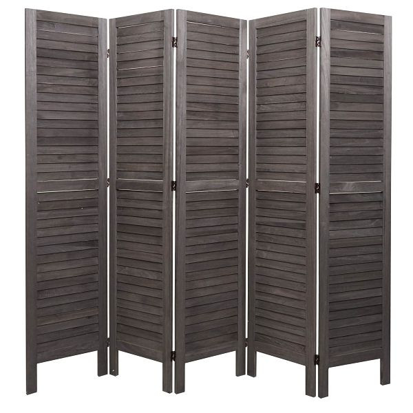 Mendler Paravent HWC-G30, écran de séparation, séparateur de pièce, aspect shabby 170x200cm, gris-brun, 94463