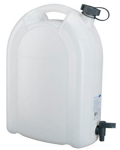 Bidon en plastique DENIOS, transparent, avec robinet de vidange, 20 litres, 243-709