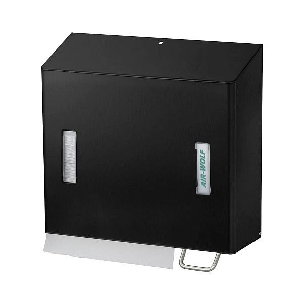 Distributeur de savon mousse et d'essuie-tout Air Wolf, série Omega, H x L x P : 377 x 377 x 163 mm, acier inoxydable revêtu de noir mat, 29-572