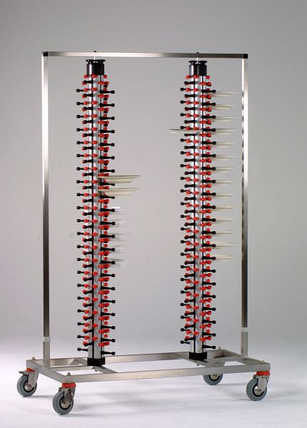 Chariot à assiettes mobile ADE PM168DUO, avec 2 colonnes de 84 assiettes chacune pour un total de 168 assiettes avec cadre rigide, 4633
