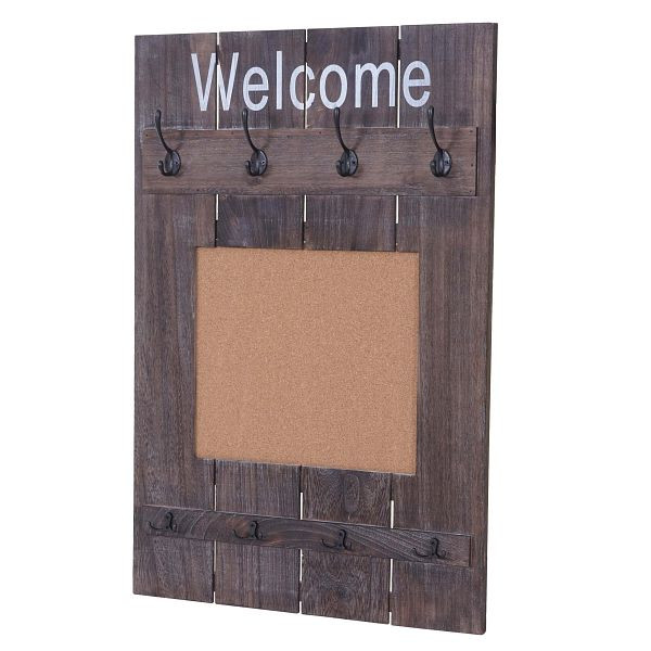Armoire murale Mendler HWC-C89 avec panneau d'affichage, panneau d'armoire, look shabby vintage, 8 crochets 91x60cm, marron, shabby, 61926