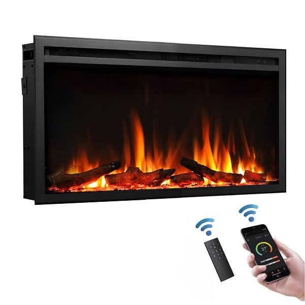 Insert de cheminée électrique BALDERIA Lily, 1500 W, bûches de bouleau blanc, EF290B-WB
