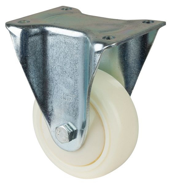 Roulette robuste BS Wheels, roulette fixe, largeur de roue 50 mm, Ø roue 125 mm, capacité de charge 450 kg, plastique, roulements à billes, bulbe, L610.B15.126