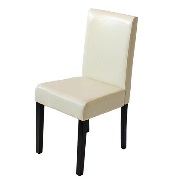 Chaise de salle à manger Mendler Littau, chaise de cuisine, simili cuir, crème, pieds foncés, 74365