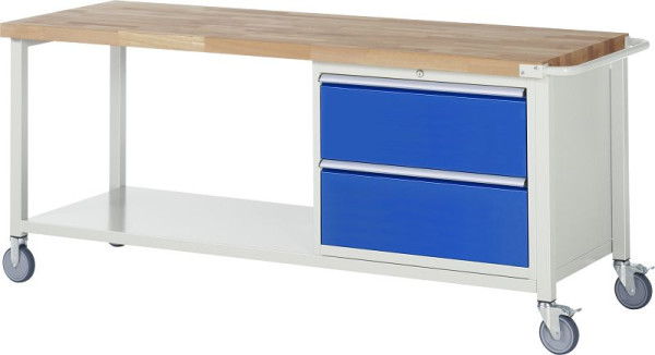 Établi mobile RAU 8000 - modèle 8255, L1500 x P700 x H880-1080 mm, conteneur de sous-structure à droite, L770 x P650 x H620 mm, 05-8255A6-207B4H.11