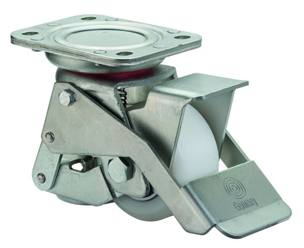 Rouleau de levage BS rollers avec frein, largeur de roue 40 mm, roue Ø 75 mm, capacité de charge 350 kg, bande de roulement/corps de roue en plastique, roulements à billes, W120.B15.075